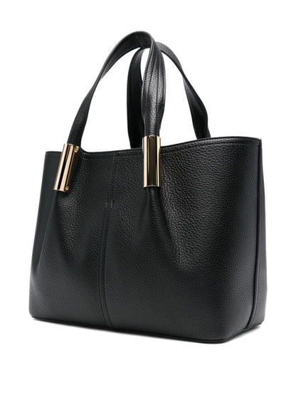 Elisabetta Franchi Leather Shopper Tote Bag Black