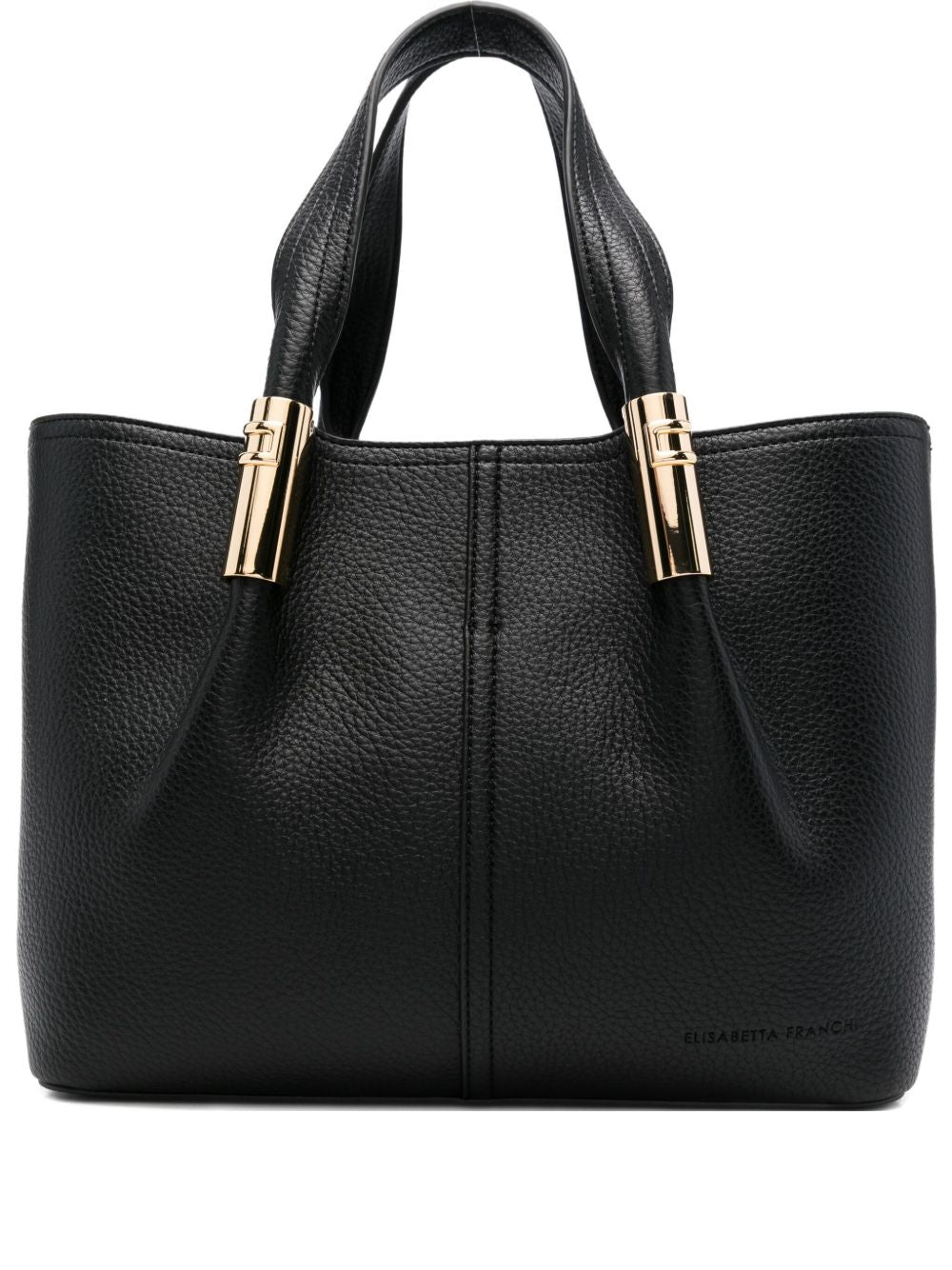 Elisabetta Franchi Leather Shopper Tote Bag Black