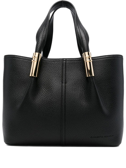 Elisabetta Franchi Leather Shopper Tote Bag Black
