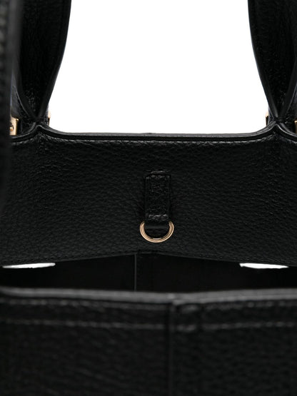 Elisabetta Franchi Leather Shopper Tote Bag Black