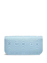 Valentino Garavani Locò Moiré Fabric Clutch with Jewel Logo Clear Blue