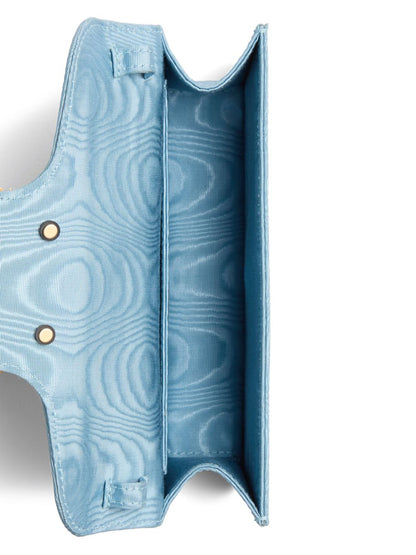 Valentino Garavani Locò Moiré Fabric Clutch with Jewel Logo Clear Blue