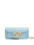 Valentino Garavani Locò Moiré Fabric Clutch with Jewel Logo Clear Blue