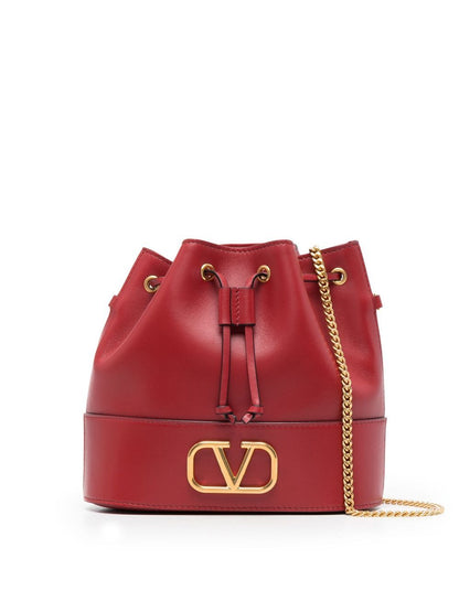 Valentino Garavani VLogo Signature Leather Mini Clutch Bag Red red