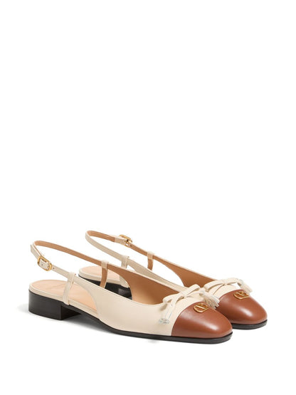 Valentino Garavani Valet Du Roi Leather Ballet Flats White
