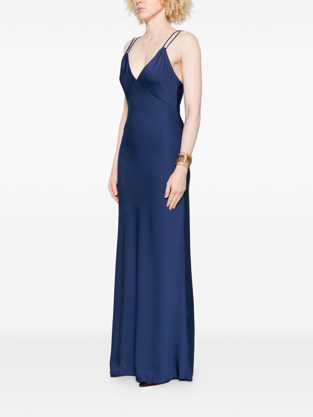 Alice + Olivia Kiro Indigo Blue Spaghetti Strap Maxi Dress Blue