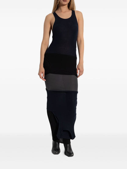 Balenciaga Sleeveless Ribbed Layered Maxi Dress Black