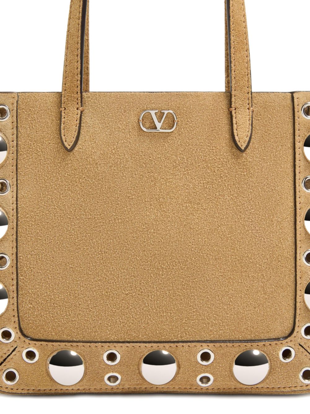 Valentino Garavani Nellcôte Mini Suede Shopping Bag Sand Beige