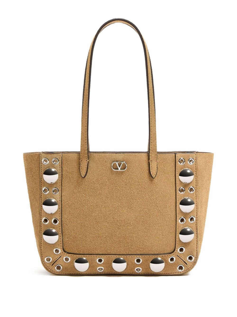 Valentino Garavani Nellcôte Mini Suede Shopping Bag Sand Beige