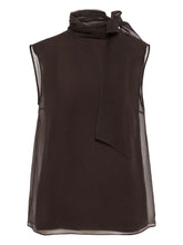 Brunello Cucinelli Silk Layered Semi-Sheer Sleeveless Top Brown Brown