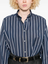 Brunello Cucinelli Striped Cotton and Silk Long-Sleeve Shirt Blue blue