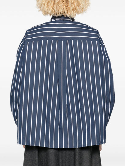 Brunello Cucinelli Striped Cotton and Silk Long-Sleeve Shirt Blue blue