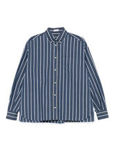 Brunello Cucinelli Striped Cotton and Silk Long-Sleeve Shirt Blue blue