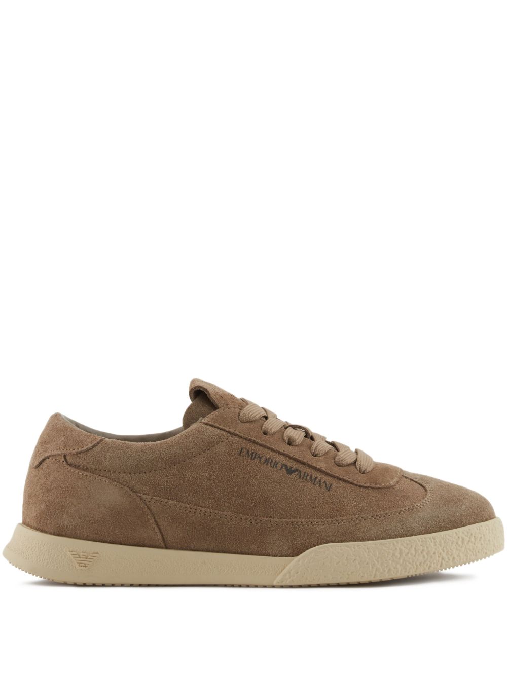 Emporio Armani Low-Top Suede Sneakers in Brown Brown