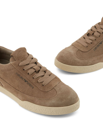Emporio Armani Low-Top Suede Sneakers in Brown Brown