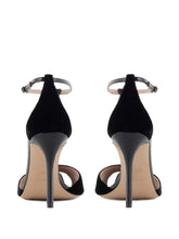 Emporio Armani T-Bar Velvet Stiletto Sandals Black