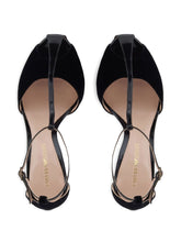Emporio Armani T-Bar Velvet Stiletto Sandals Black