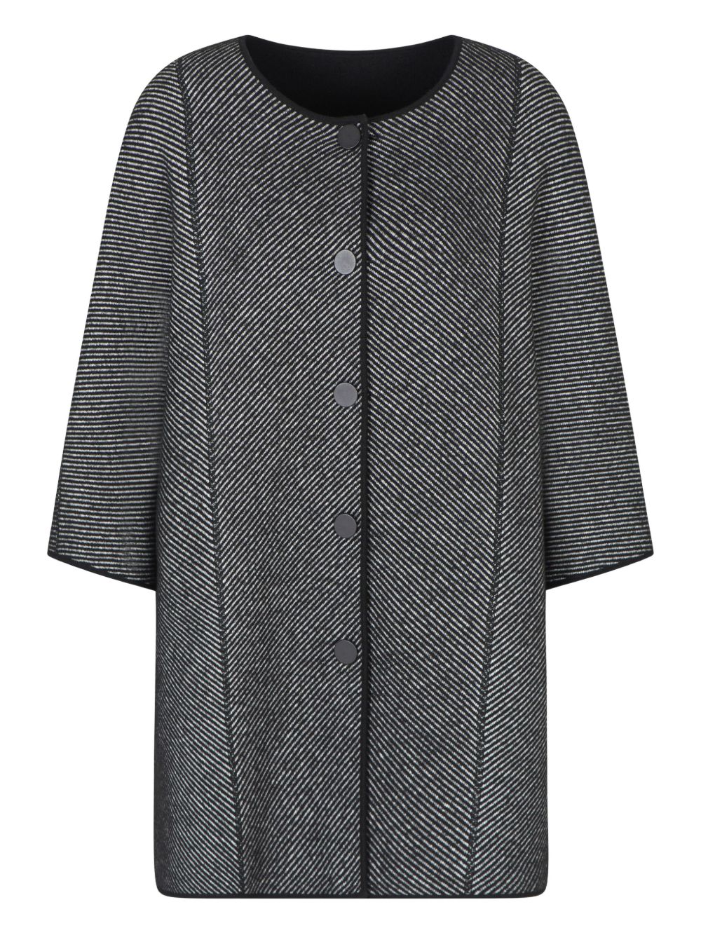 Emporio Armani Double-Faced Virgin Wool Cape Midi Coat in Black
