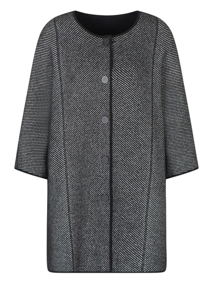 Emporio Armani Double-Faced Virgin Wool Cape Midi Coat in Black