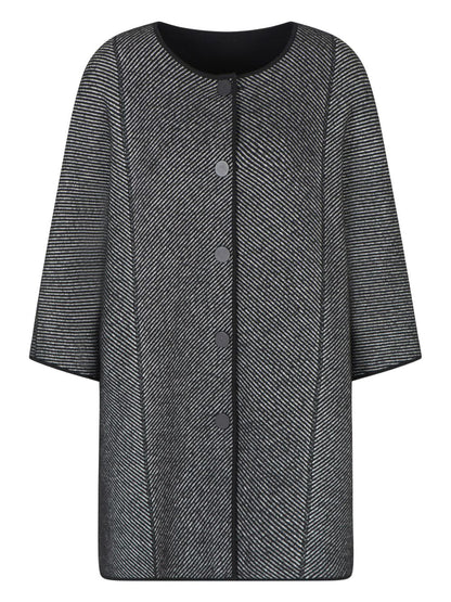 Emporio Armani Double-Faced Virgin Wool Cape Midi Coat in Black
