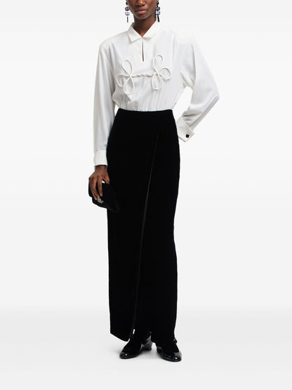 Emporio Armani Bicolor Velvet Long Dress with Rope Detail Black
