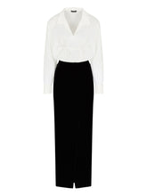 Emporio Armani Bicolor Velvet Long Dress with Rope Detail Black