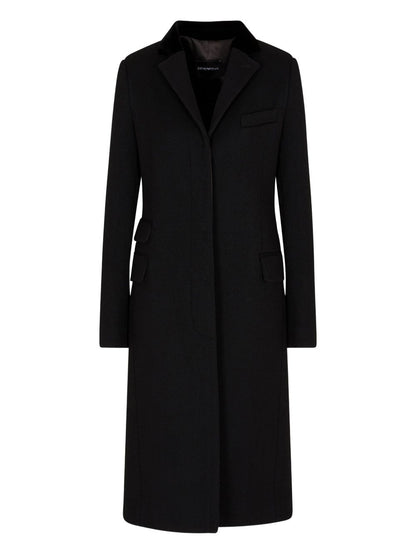 Emporio Armani Single-Breasted Wool Coat Black black