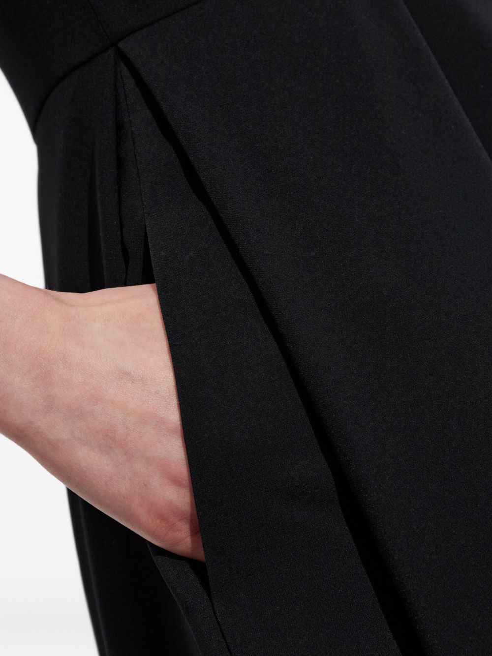 Emporio Armani Sleeveless Black Midi Flared Dress with Crew Neck Black