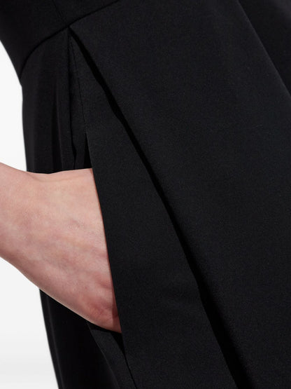 Emporio Armani Sleeveless Black Midi Flared Dress with Crew Neck Black
