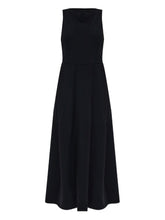 Emporio Armani Sleeveless Black Midi Flared Dress with Crew Neck Black
