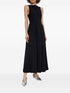 Emporio Armani Sleeveless Black Midi Flared Dress with Crew Neck Black