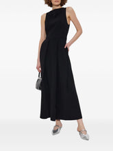 Emporio Armani Sleeveless Black Midi Flared Dress with Crew Neck Black