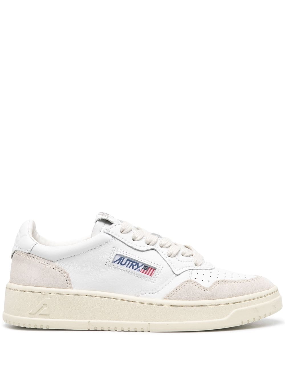 Autry Medalist Low Silk and Nylon White Sneakers White