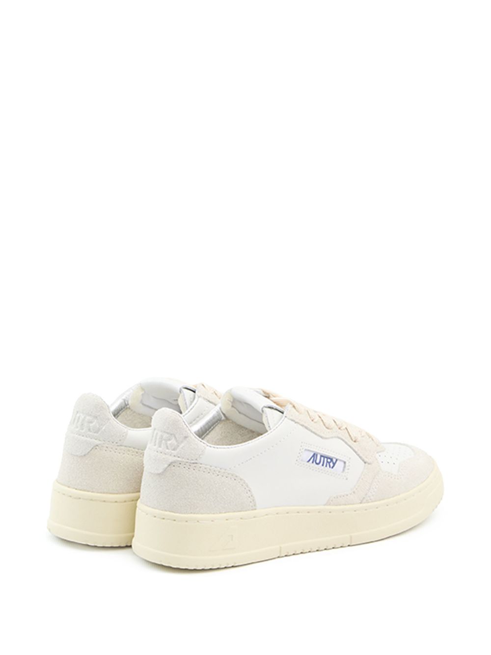 Autry Medialist Low Light Grey Leather &amp; Suede Sneakers Light Grey