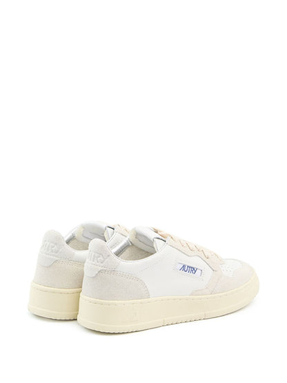 Autry Medialist Low Light Grey Leather &amp; Suede Sneakers Light Grey