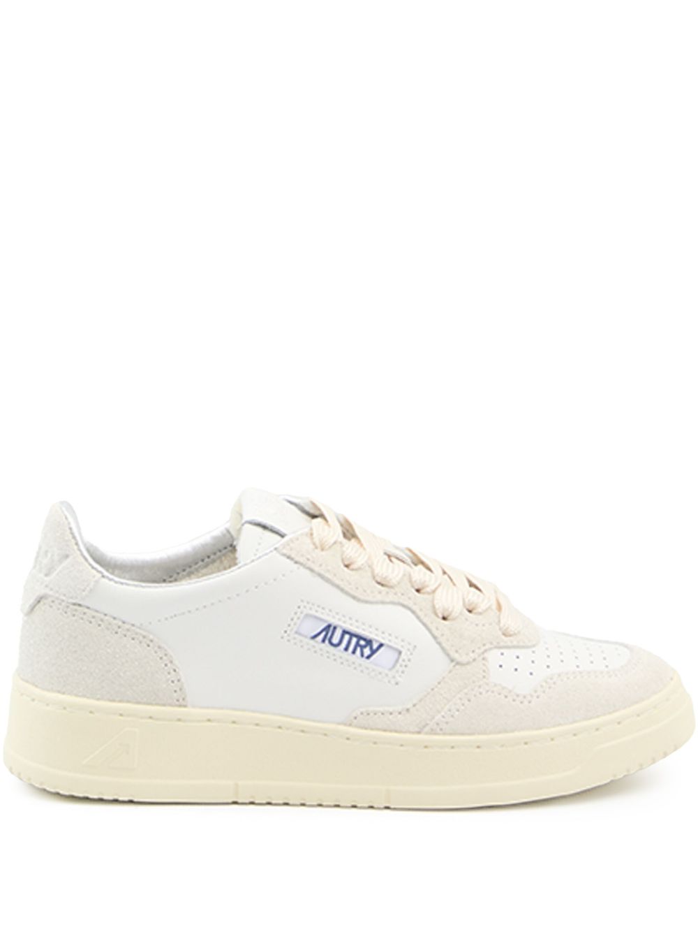 Autry Medialist Low Light Grey Leather &amp; Suede Sneakers Light Grey