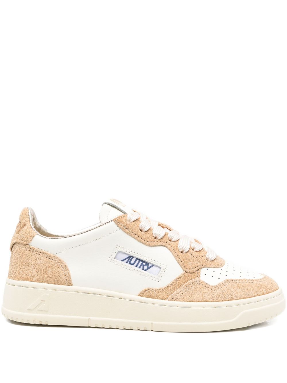 Autry Medialist Low Light Brown Leather and Suede Sneakers light brown