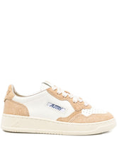 Autry Medialist Low Light Brown Leather and Suede Sneakers light brown