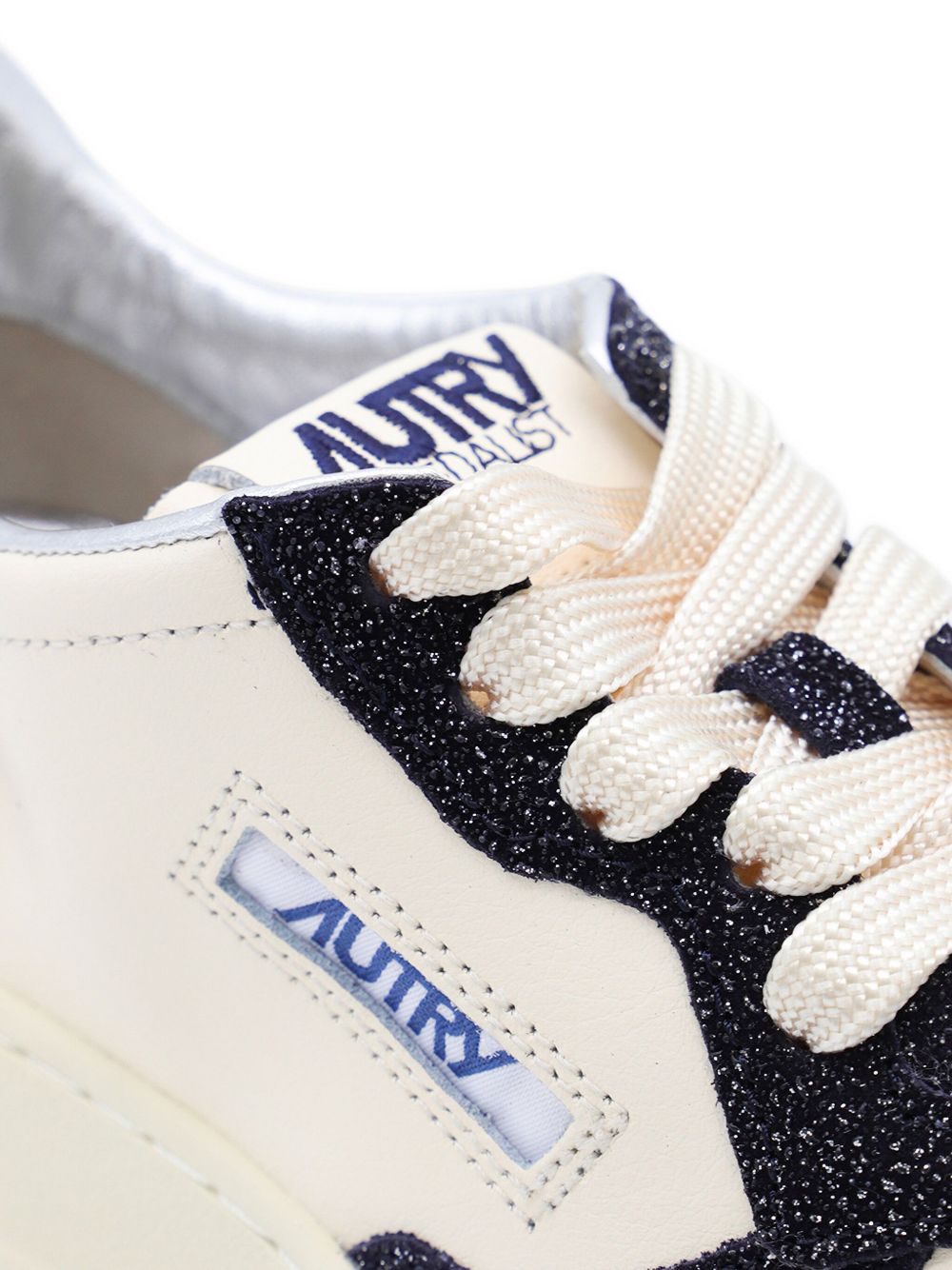 Autry Medalist Low Glitter-Panel Leather Sneakers Blue