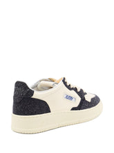 Autry Medalist Low Glitter-Panel Leather Sneakers Blue