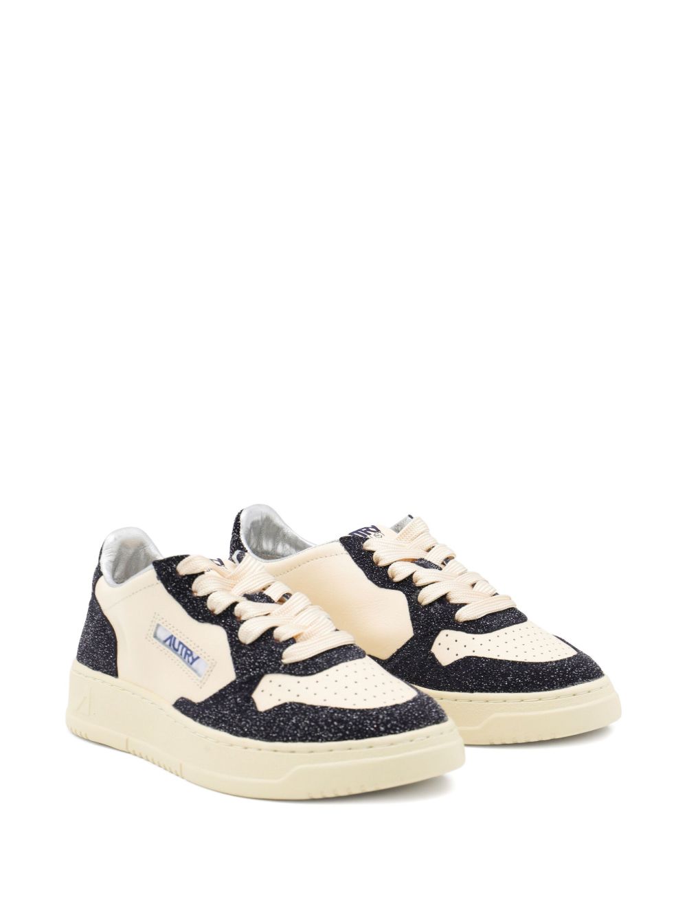 Autry Medalist Low Glitter-Panel Leather Sneakers Blue