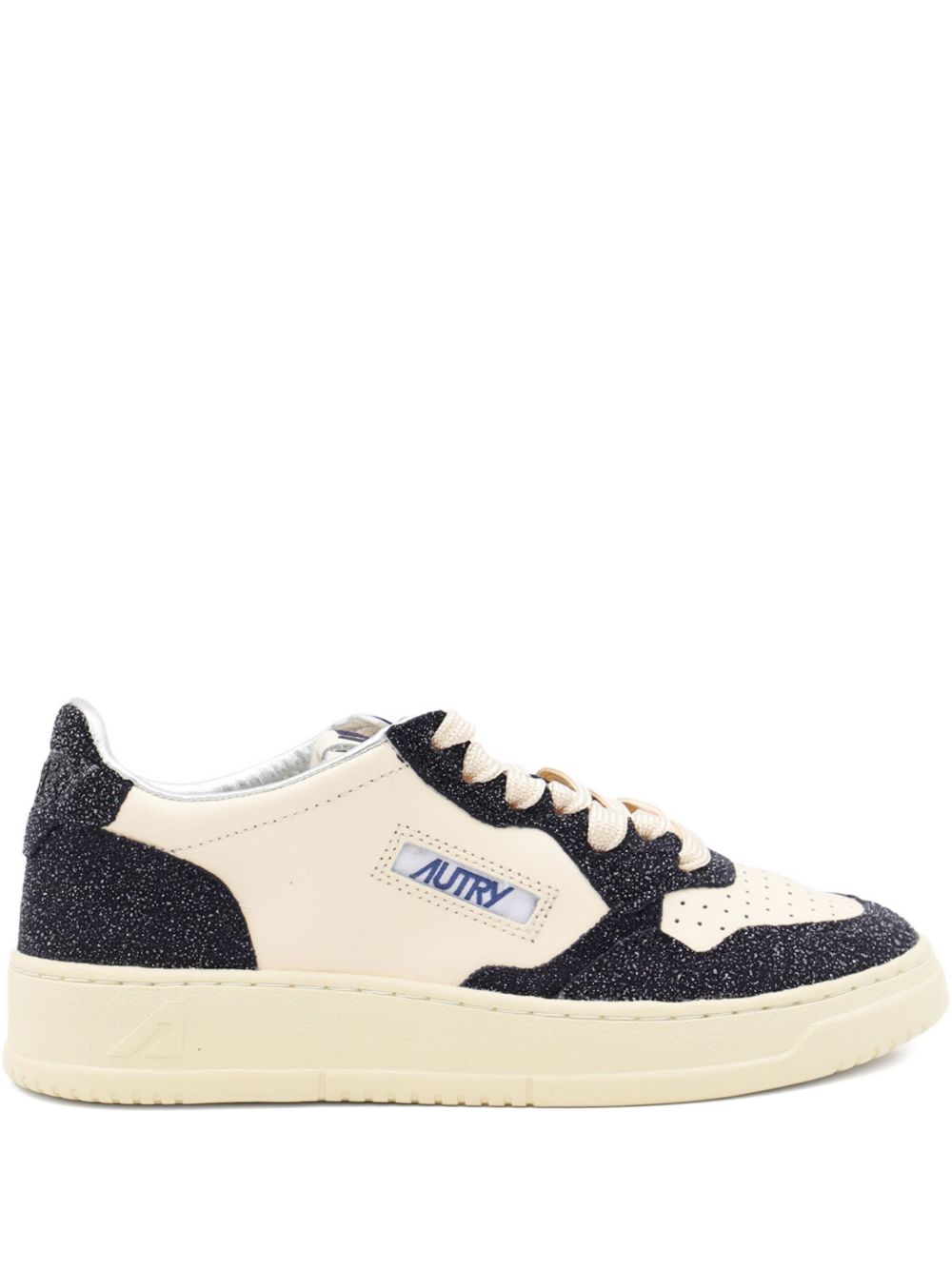Autry Medalist Low Glitter-Panel Leather Sneakers Blue
