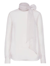 Brunello Cucinelli Ivory Silk High-Neck Puff-Sleeve Blouse Ivory