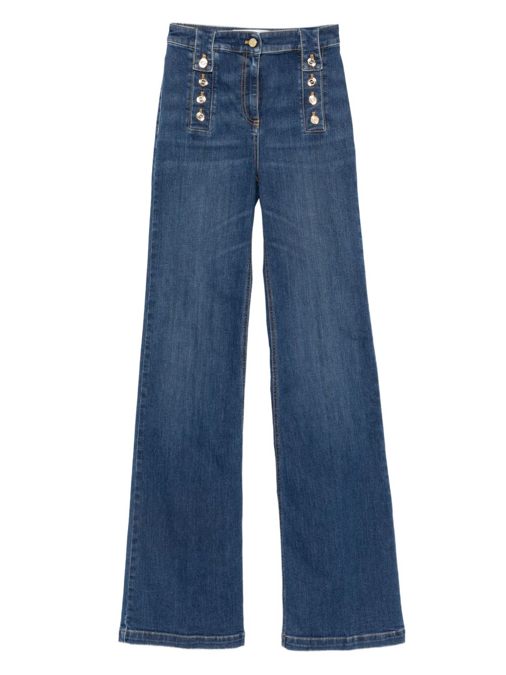 Elisabetta Franchi High-Waisted Straight-Leg Denim Jeans Blue Blue