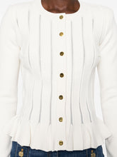 Elisabetta Franchi Ribbed-Knit Peplum Cardigan White