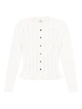 Elisabetta Franchi Ribbed-Knit Peplum Cardigan White