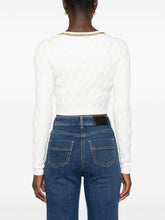 Elisabetta Franchi Cropped Diamond-Pattern Cardigan in Ivory Ivory
