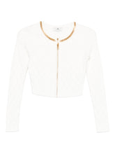 Elisabetta Franchi Cropped Diamond-Pattern Cardigan in Ivory Ivory