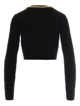 Elisabetta Franchi Cropped Diamond-Knit Cardigan with Gold-Tone Zip Black Black