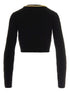 Elisabetta Franchi Cropped Diamond-Knit Cardigan with Gold-Tone Zip Black Black